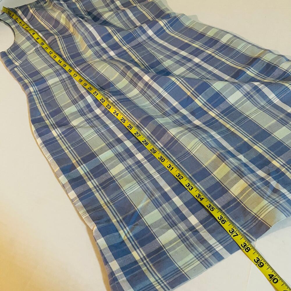 Natural Instincts Linen Blend Plaid Sleeveless Sheath Dress Size 8 Blue - Picture 5 of 6